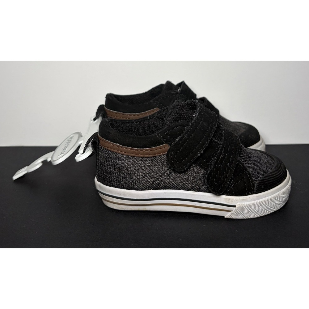 Koala Kids Infant Toddler Boys Black Shoes Hook & Loop Closure - Sz 4C Sneakers
